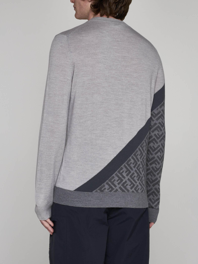Shop Fendi Ff Wool Sweater In Grey