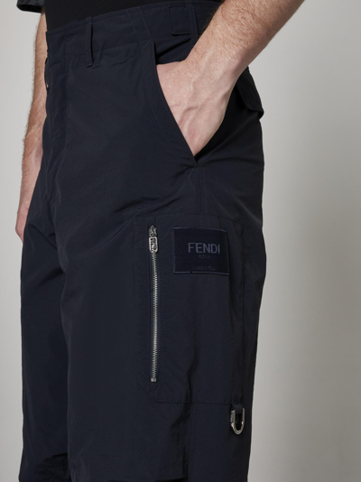 Shop Fendi Nylon Micro Ripstop Trousers In Ink
