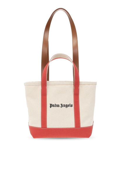 Shop Palm Angels Logo Embroidered Tote Bag In Off-white