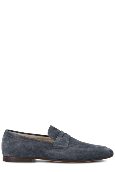 Shop Tod's Almond Toe Slip-on Loafers In Notte