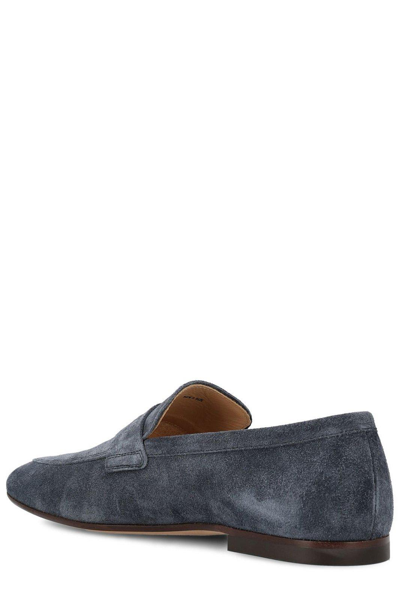 Shop Tod's Almond Toe Slip-on Loafers In Notte