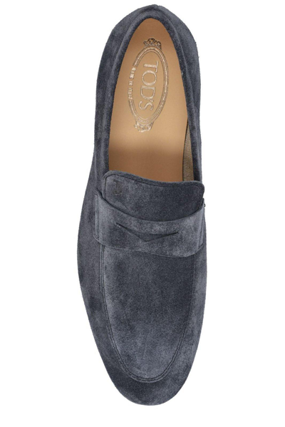 Shop Tod's Almond Toe Slip-on Loafers In Notte