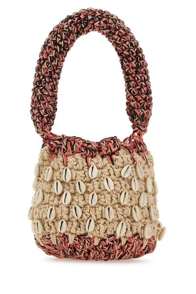 Shop Alanui Crochet Mini Handbag In Ecru/black