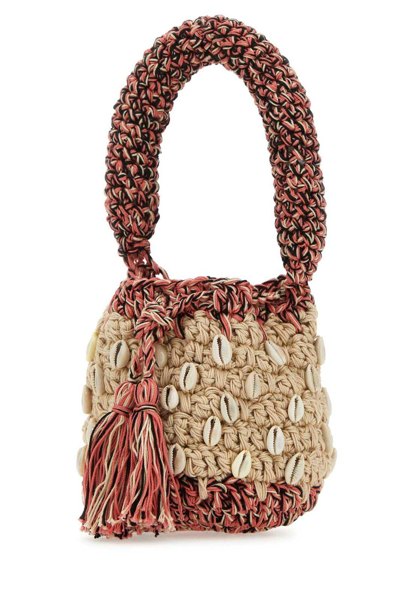 Shop Alanui Crochet Mini Handbag In Ecru/black