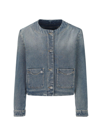 Givenchy Jacket In Denim With Chain Details In Blue