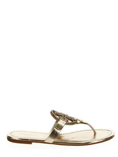 Shop Tory Burch Miller Pave Sandals In Spark Gold / Gold