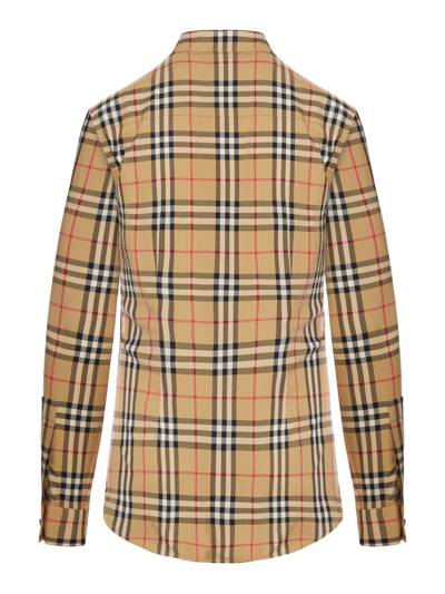 Shop Burberry Checked Buttoned Shirt In Archive Beige