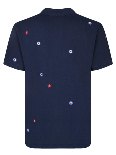 Shop Kenzo Target Embroidered Short-sleeved Polo Shirt In Blue