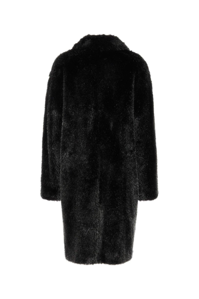 Shop Philosophy Di Lorenzo Serafini Faux-fur Long-sleeved Coat In Fantasia Nero