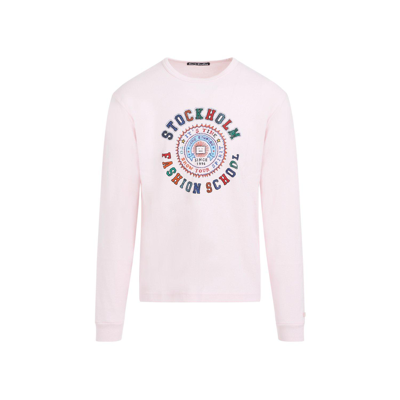 Shop Acne Studios Logo Graphic Sleeved T-shirt In Pink