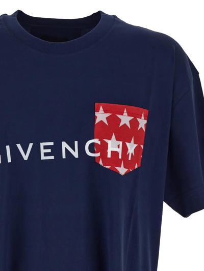 Shop Givenchy Logo Printed Crewneck T-shirt In Blue