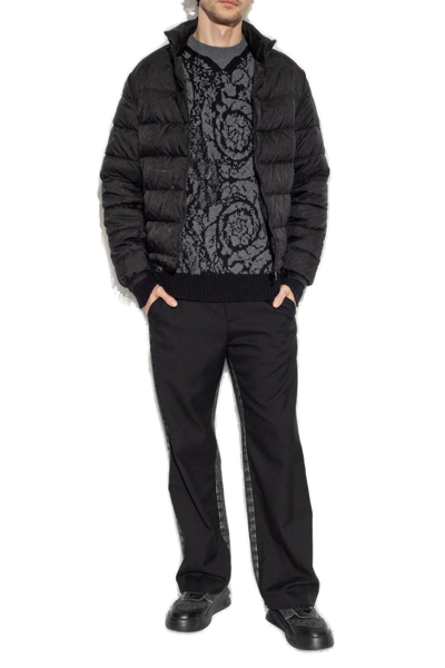 Shop Versace Barocco Knit Sweater In Black