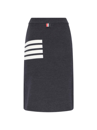 Shop Thom Browne 4-bar Midi Skirt In Grey