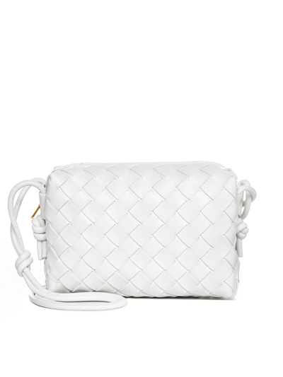 Shop Bottega Veneta Mini Loop Leather Shoulder Bag In White