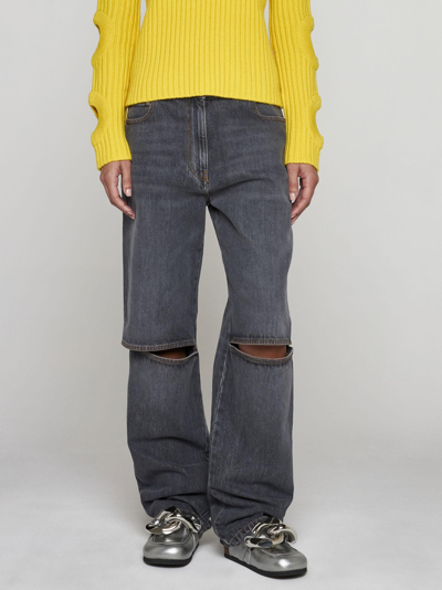 Shop Jw Anderson Cut-outs Knee Jeans In Grey