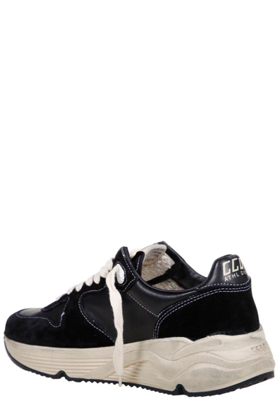 Shop Golden Goose Running Sole Panelled Lace-up Sneakers In Black