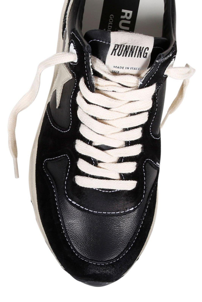Shop Golden Goose Running Sole Panelled Lace-up Sneakers In Black