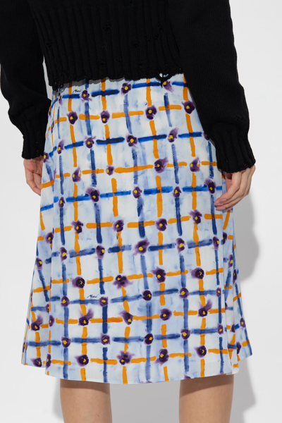 Shop Marni Midi A-line Pattern Skirt In Multicolour