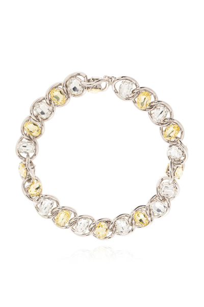 Shop Marni Rhinestone-embellished Necklace In Silver