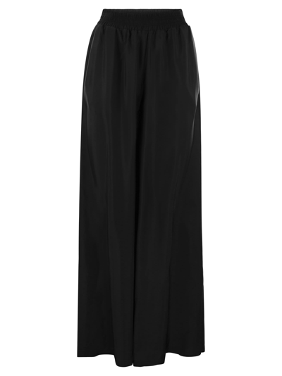 Shop Fabiana Filippi Wide Trousers In Cupro Twill In Black