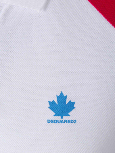 Shop Dsquared2 Logo Detailed Short Sleeved Polo Shirt In White