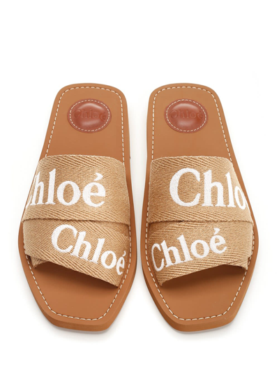 Shop Chloé Woody Flat Sandal In Beige