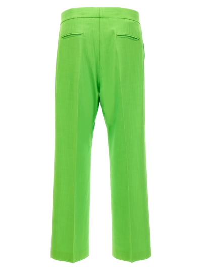 Shop Msgm Straight Leg Pants In Green