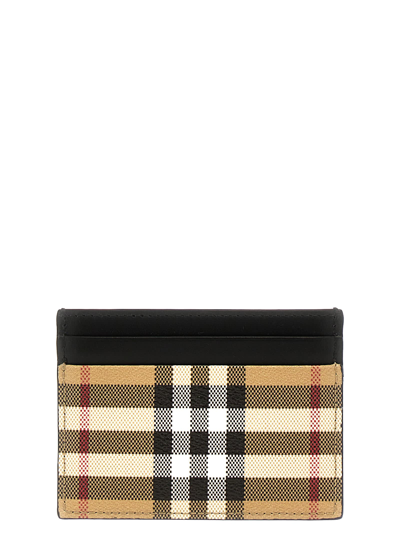 Shop Burberry Check Card Holder In Beige