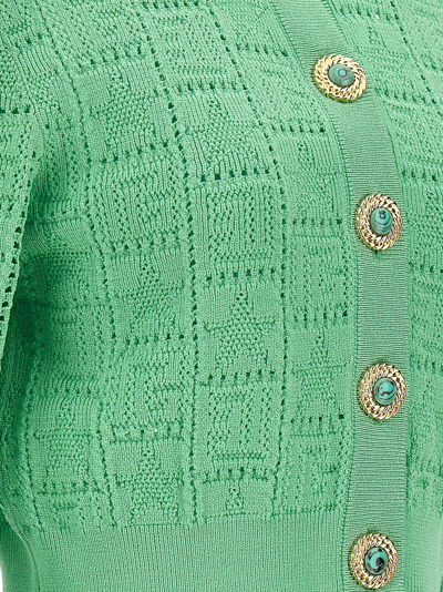 Shop Balmain Monogramma Cardigan In Green