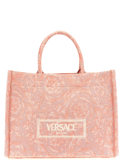 Shop Versace Athena Barocco Shopping Bag In Pink