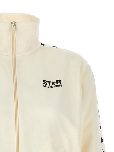 Shop Golden Goose Zipped Track Sweatshirt In White/black