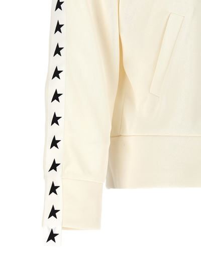 Shop Golden Goose Zipped Track Sweatshirt In White/black