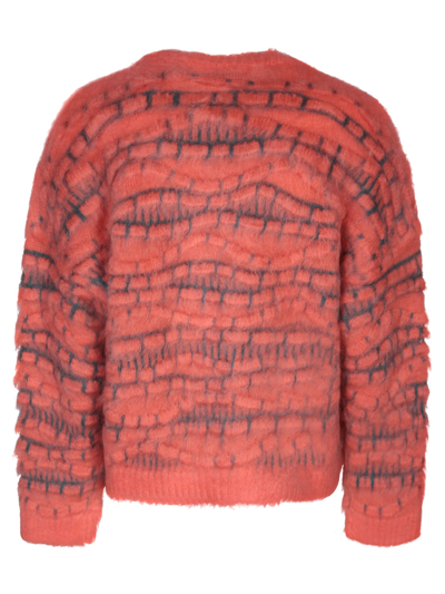 Bonsai 3d Mohair Cardigan Sweater In Orange