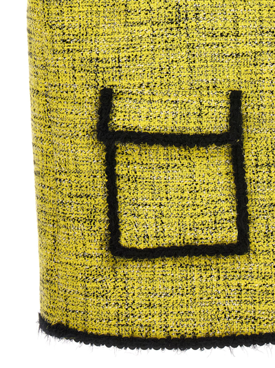 Shop Msgm Tweed Vest In Yellow