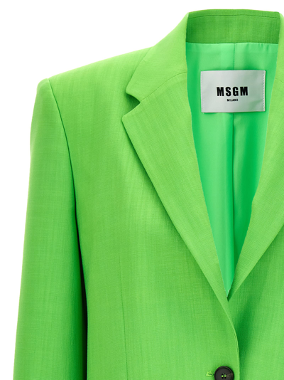 Shop Msgm Single-breasted Blazer In Green
