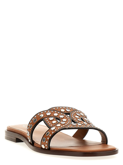 Shop Tod's Maxi Catena Sandals In Brown