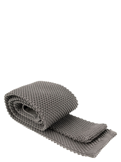 Shop Brunello Cucinelli Silk Knit Tie In Grey