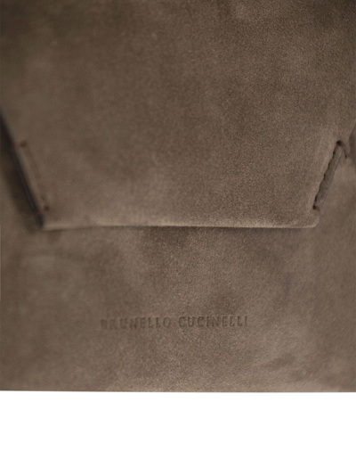 Shop Brunello Cucinelli Suede Envelope Bag In Beige