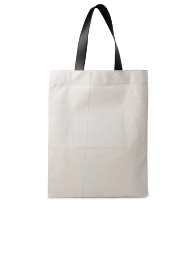 Jil Sander Medium Flat Shopper Shoulder Bag In Neutral