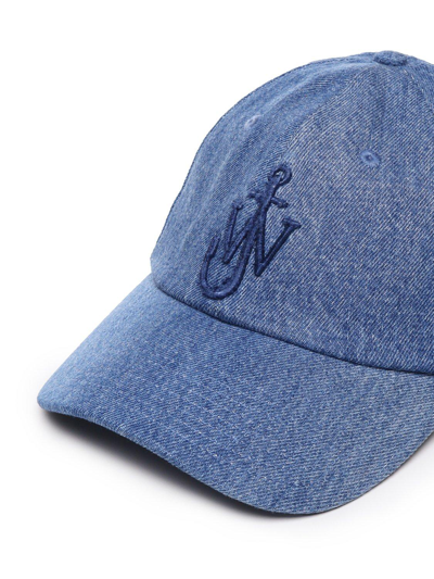 Shop Jw Anderson Logo Embroidered Baseball Cap In Blue