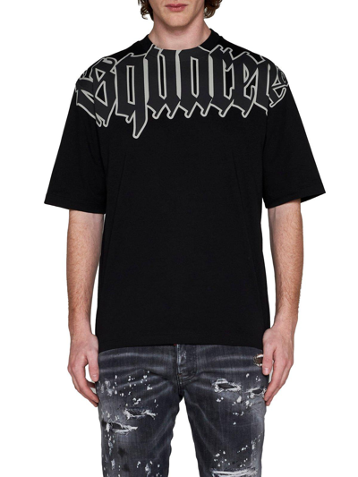 Shop Dsquared2 Logo Printed Crewneck T-shirt In Black