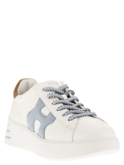 Shop Hogan Rebel - Sneakers In White/light Blue/cognac