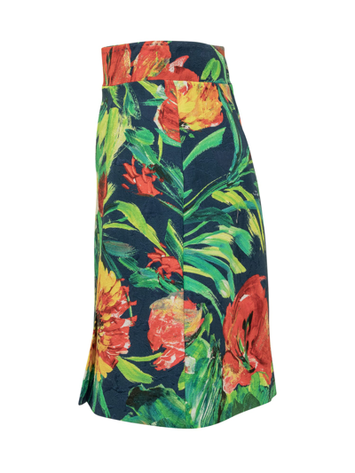 Shop Dolce & Gabbana Bloom Brocade Miniskirt In Bloom Fdo Blu
