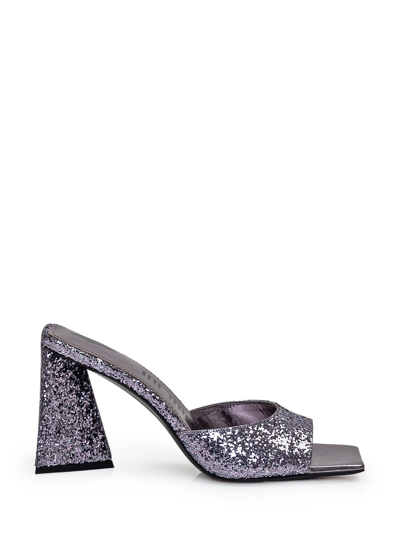 Attico Mini Devon 85mm Glittered Sandals In Anthracite