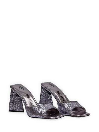 Attico Mini Devon 85mm Glittered Sandals In Anthracite