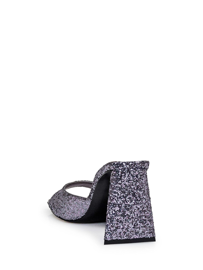 Attico Mini Devon 85mm Glittered Sandals In Anthracite