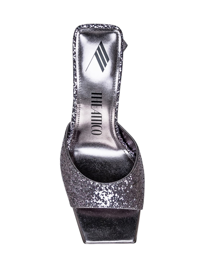 Attico Mini Devon 85mm Glittered Sandals In Anthracite