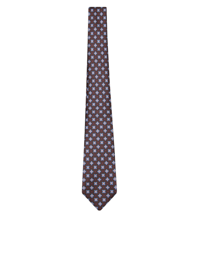 Shop Kiton Brown/blue Patterned Tie
