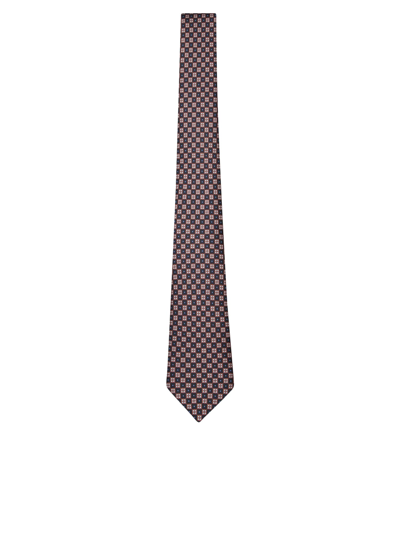 Shop Kiton Rhombus Motif Beige/ Blue Tie