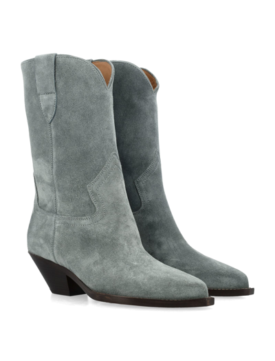 Shop Isabel Marant Dahope Suede Cowboy Boots In Sea Green